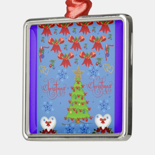 Kerstvierkant ornament lichtblauw (Links)