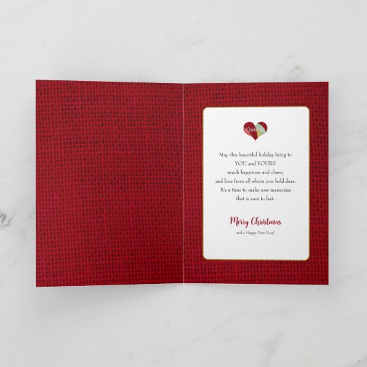 kerstvierkant patchwork-hart in kerstdruk kaart (Binnen)