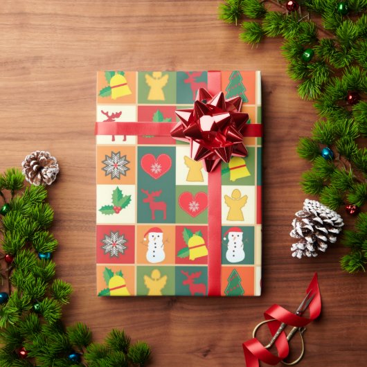 kerstvierkant patroon cadeaupapier (Feestdagen Geschenken)