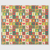 kerstvierkant patroon cadeaupapier (Vlak)