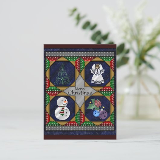 kerstvierkant patroon feestdagenkaart (Staand voorkant)