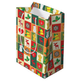 kerstvierkant patroon medium cadeauzakje