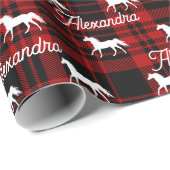 kerstvierkant Roodpaard Gepersonaliseerd Cadeaupapier (Rol Hoek)