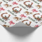 kerstvierkant Roodpaard Gepersonaliseerd Cadeaupapier (Hoek)