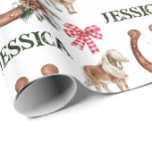 kerstvierkant Roodpaard Gepersonaliseerd Cadeaupapier (Rol Hoek)