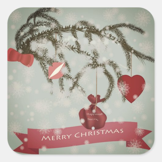 kerstvierkant Sticker (Voorkant)