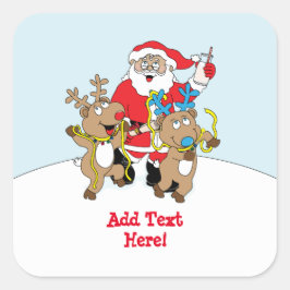 Kerstvierkant Stickers Santa Claus personaliseren