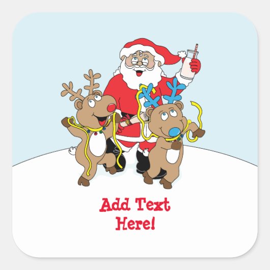 Kerstvierkant Stickers Santa Claus personaliseren (Voorkant)