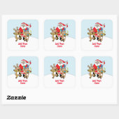 Kerstvierkant Stickers Santa Claus personaliseren (Vel)