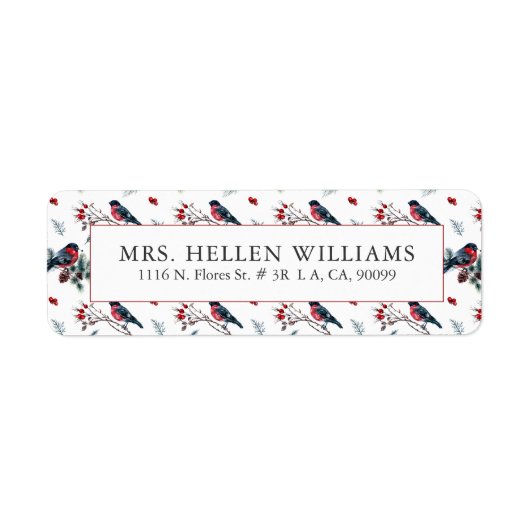 Kerstvinken en holly naadloos patroon etiket (Voorkant)