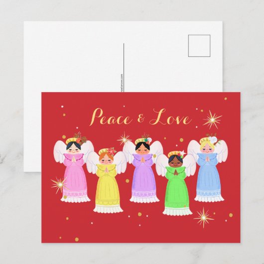 KerstVintage Angels Briefkaart (Voorkant / Achterkant)