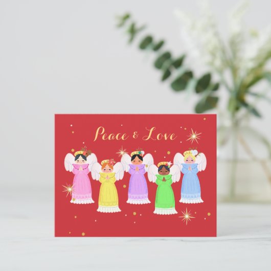 KerstVintage Angels Briefkaart (Staand voorkant)