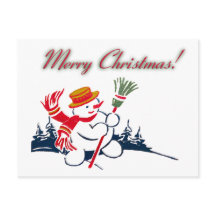 KerstVintage Briefkaart Snowman