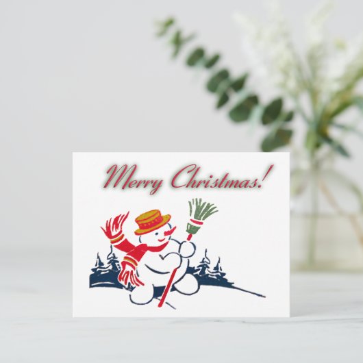 KerstVintage Briefkaart Snowman (Staand voorkant)