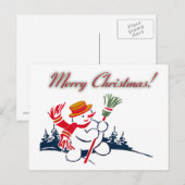 KerstVintage Briefkaart Snowman (Voorkant / Achterkant)