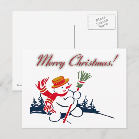 KerstVintage Briefkaart Snowman (Voorkant / Achterkant)