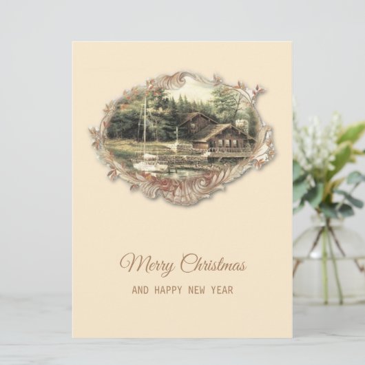 kerstvintage feestdagenkaart (Staand voorkant)