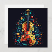 Kerstvioline kerstboom kerstkaart (Voorkant / Achterkant)