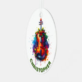 Kerstviool Viool Aangepaste Naam Metalen Ornament (Voorkant links)