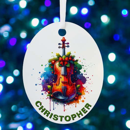 Kerstviool Viool Aangepaste Naam Metalen Ornament