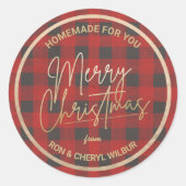 kerstvioolbuffel ronde sticker (Voorkant)