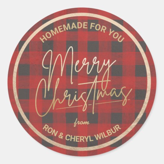 kerstvioolbuffel ronde sticker (Voorkant)