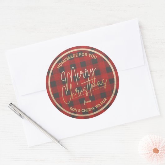 kerstvioolbuffel ronde sticker (Envelop)