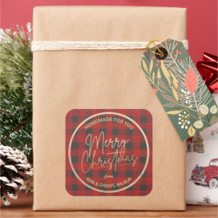 kerstvioolbuffel vierkante sticker