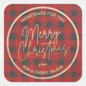 kerstvioolbuffel vierkante sticker (Voorkant)