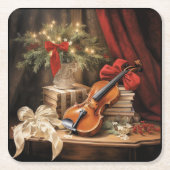 Kerstvioolmuziek Kartonnen Onderzetters (Voorkant)