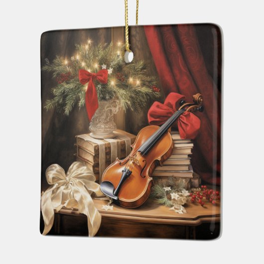 Kerstvioolmuziek Keramisch Ornament (Links)
