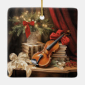 Kerstvioolmuziek Keramisch Ornament (Achterkant)