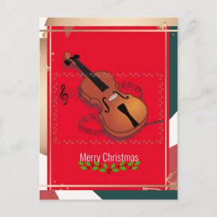 kerstvioolmuziek, kleurrijk, briefkaart