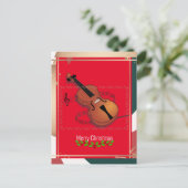 kerstvioolmuziek, kleurrijk, briefkaart (Staand voorkant)