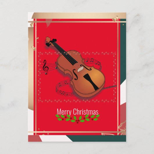 kerstvioolmuziek, kleurrijk, briefkaart (Voorkant)