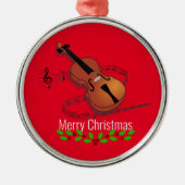 Kerstvioolmuziek Metalen Ornament (Voorkant)