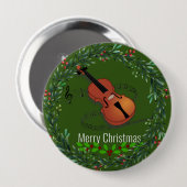 Kerstvioolmuziek Ronde Button 4,0 Cm (Voorkant /achterkant)