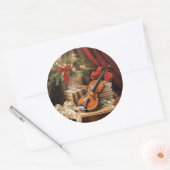 Kerstvioolmuziek Ronde Sticker (Envelop)