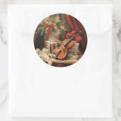 Kerstvioolmuziek Ronde Sticker (Tas)