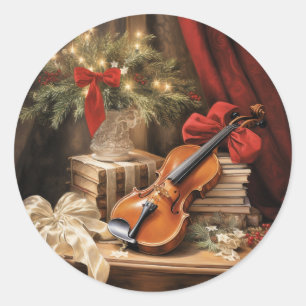 Kerstvioolmuziek Ronde Sticker