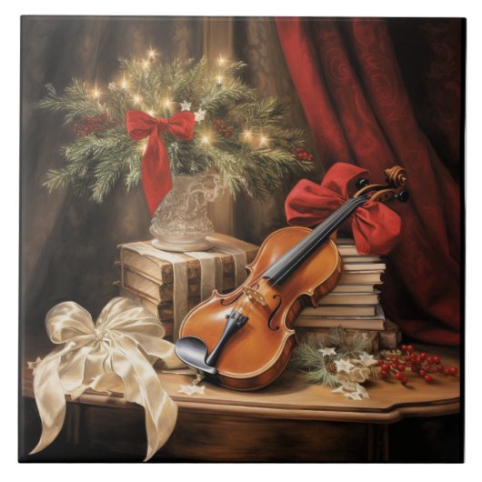 Kerstvioolmuziek Tegeltje (Voorkant)
