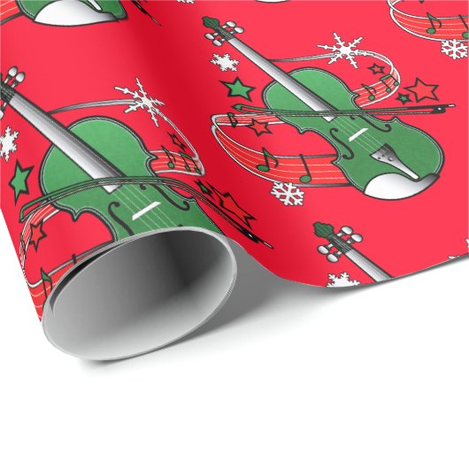 kerstvioolpapier cadeaupapier (Rol Hoek)