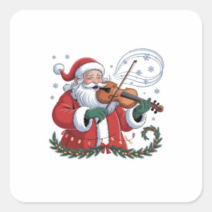 Kerstvioolspeler Violinist Kerstmuziek Kerstmis Vierkante Sticker