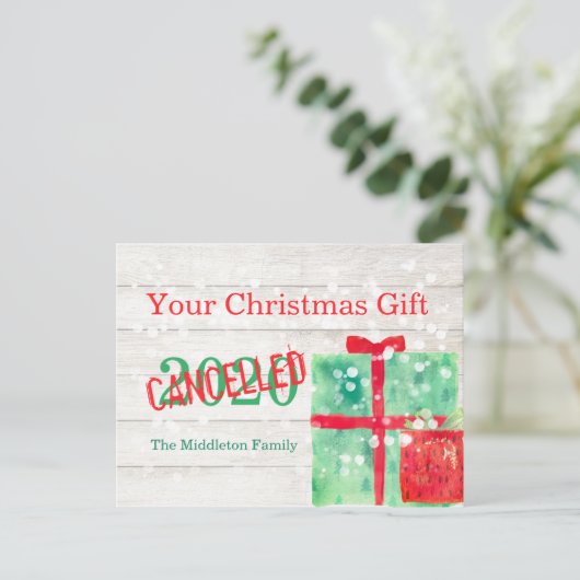 kerstvirus 2020 cadeautje briefkaart (Staand voorkant)