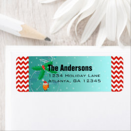 Kerstvis Chevron Pattern Return Address Etiket