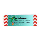 Kerstvis Chevron Pattern Return Address Etiket (Voorkant)