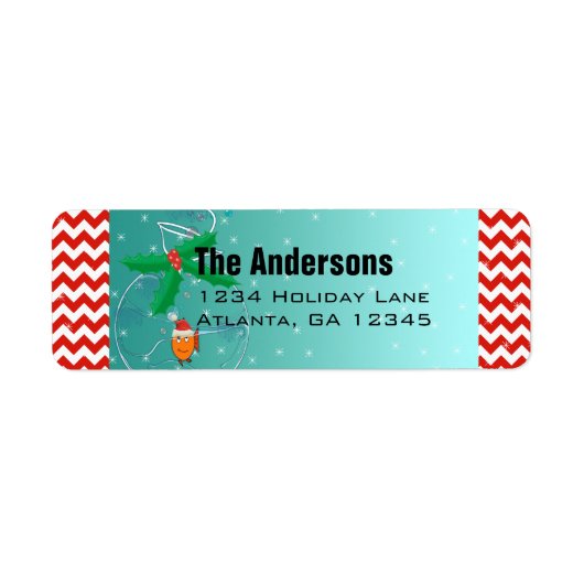 Kerstvis Chevron Pattern Return Address Etiket (Voorkant)