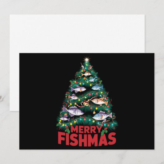 Kerstvis Kerstboom Lichtjes Vis Vissen Feestdagenkaart (Voorkant / Achterkant)