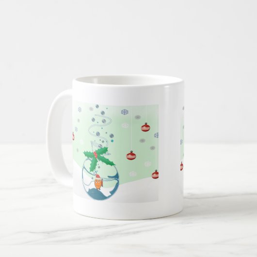 kerstvis koffiemok (Voorkant links)