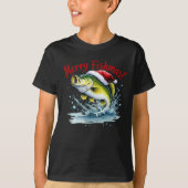 Kerstvis met kerstmuts t-shirt (Voorkant)
